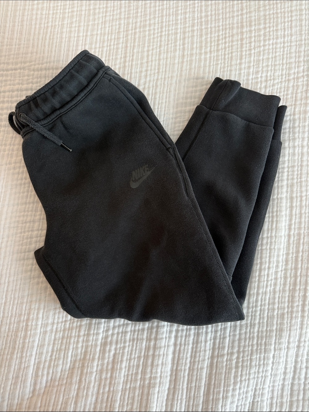 Nike Tech Kids Black Fleece Joggers with Subtle Logo